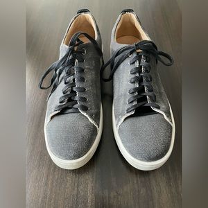Donald Pliner denim and leather sneakers